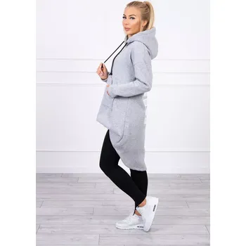 Dámská mikina Zateplená mikina s dlouhými zády a kapucí šedá UNI