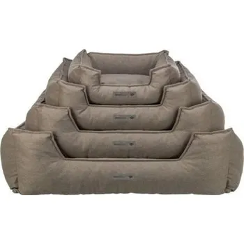 Pelíšek pro psa Pelech GANO, obdélníkový s polštářovým okrajem, tkanina, šedobéžová 100 x 80 cm