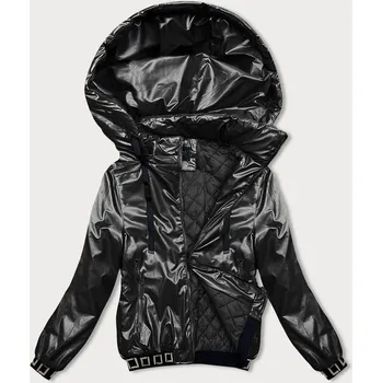 Krátká černá bunda s ozdobnými stahovacími lemy (16M9087-392) odstíny černé S (36)