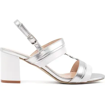 Dámská obuv Zajímavé dámské stříbrné sandály na širokém podpatku 38