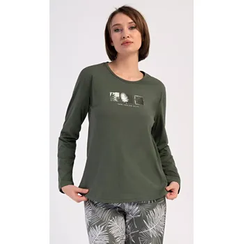 Dámské noční prádlo Dámské pyžamo dlouhé Barbora khaki L