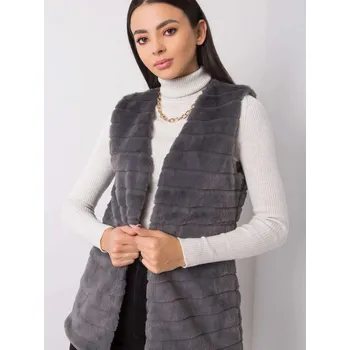 Dámská vesta Dámská kožešinová vesta KZ 2114 - Och Bella tmavě šedá L