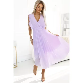 Dámské šaty 315-7 EMILY plisované šaty s volánky a výstřihem - barva CHRISTMAS M