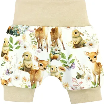 Kojenecké oblečení Šortky pro miminka se zvířátky na louce