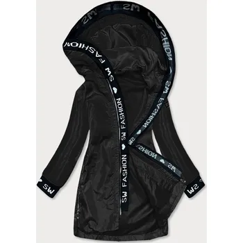 Tenká černá dámská bunda s ozdobnou lemovkou (B8145-1) odstíny černé XL (42)