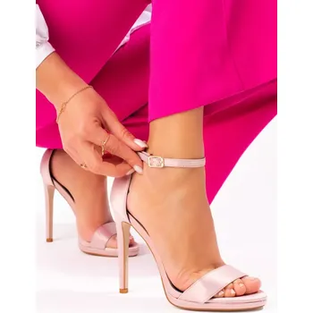 Dámské sandále Zajímavé dámské sandály růžové na jehlovém podpatku 39