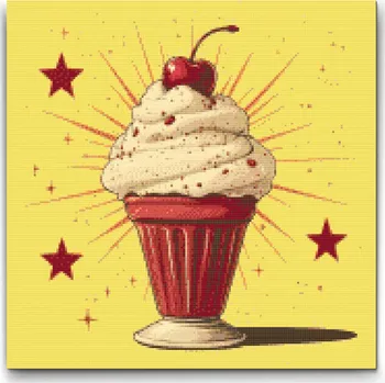 Diamantové malování Diamantové malování - Pop art - Zmrzlinový pohár Velikost: 50x50cm, Rámování: Pouze srolované plátno, Diamanty: Čtvercové