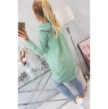 Dámská mikina Mikina s kapucí s dlouhým zadním dílem tmavě mátová UNI