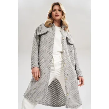 Dámský kabát Dámský kabát M808 šedý - Figl S/M