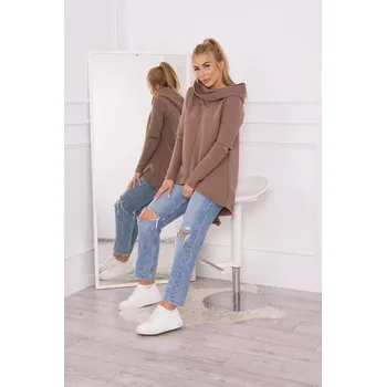 Dámská mikina Zateplená mikina s delší zadní částí mocca UNI