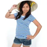 Dámské modrobílé pruhované námořnické (vodácké) tričko - XXL