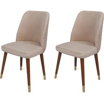 Jídelní židle Sada jídelních židlí Hugo Cream and Walnut, 2 ks, krémová