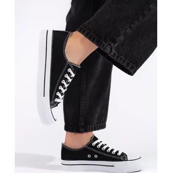 Dámské tenisky Praktické dámské černé tenisky bez podpatku 40