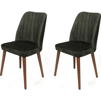 Sada jídelních židlí Alfa Khaki and Walnut, 2 ks, tmavě zelená