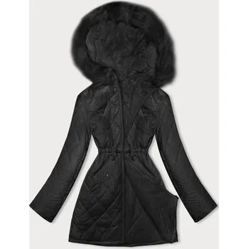 Černá oboustranná dámská prošívaná bunda - kožíšek (H-897-01) odstíny černé XXL (44)