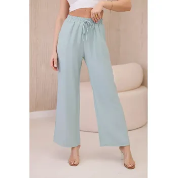 Dámské kalhoty Viskózové kalhoty se širokými nohavicemi tmavá máta UNI