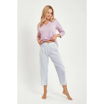 Dámské pyžamo 3458 DÁMSKÉ DLOUHÉ PYŽAMO ANDREA S-XL Heather S