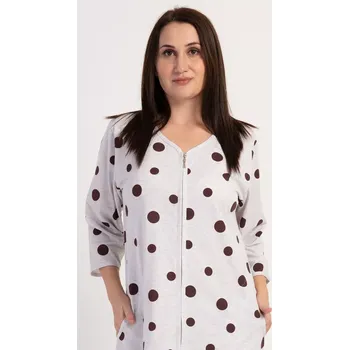 Dámské šaty Dámské domácí šaty s tříčtvrtečním rukávem Puntík světle šedá 3XL