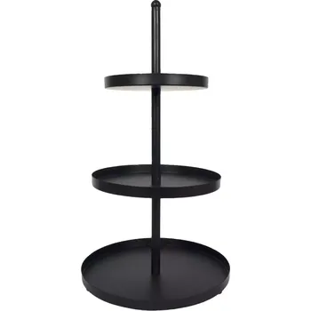Etažér třípatrový, černý kovový, výška: 350 mm, průměr: 250 mm