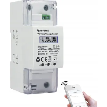 Měřič spotřeby LCD elektroměr KETOTEK KTEM06 – inteligentní, 1fázový, měření spotřeby