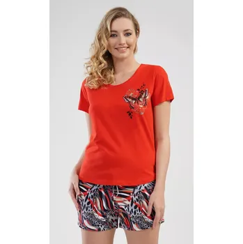 Dámské pyžamo Dámské pyžamo šortky Motýli červená S