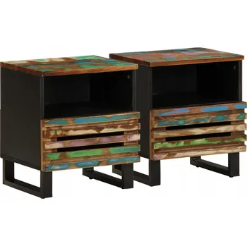 Noční stolek Noční stolek v industriálním stylu z recyklovaného dřeva 40x34x46 cm, hnědý