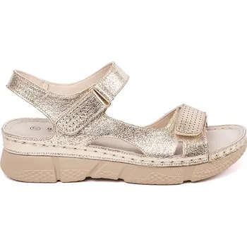 Dámské sandále Praktické sandály zlaté dámské bez podpatku 38