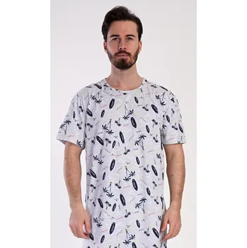 Pánské pyžamo Pánská noční košile s krátkým rukávem Surfing šedá L