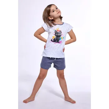 DÍVČÍ DĚTSKÉ PYŽAMO KR 245/109 ČERNÁ KOČKA bílá 98/104