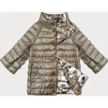 Béžová oboustranná květovaná dámská bunda se 3/4 rukávy Minority (M23-7009-62) odstíny béžové S (36)