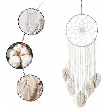 Obraz MAKRAMÉ NA ZEĎ BOHO LAPAČ SNŮ DEKORACE NA ZEĎ Z PROVAZU LISTY OZDOBNÉ