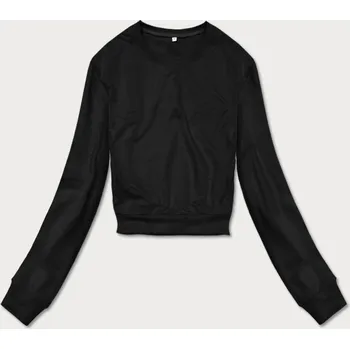 Dámská mikina Tenká krátká černá dámská tepláková mikina (8B938-3) odstíny černé XL (42)