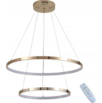 STROPNÍ SVÍTIDLO 2 KRUHY zlaté závěsné LED SVÍTIDLO + DÁLKOVÝ OVLADAČ 40/60cm