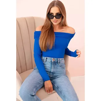 Dámská halenka Dámská halenka s dlouhým rukávem a odhalenými rameny chrpově modrá UNI