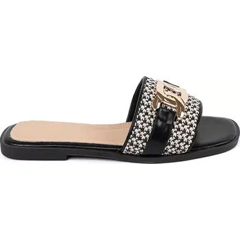 Dámské žabky Pohodlné nazouváky dámské černé na plochém podpatku 38