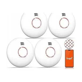 Hlásič požáru Hlásič kouře a ohně ANDYSSEYY, chytrý WIFI, magnetický držák, 4 ks