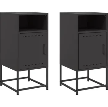 Noční stolek Ocelové noční stolky 36x39x78 cm, černé