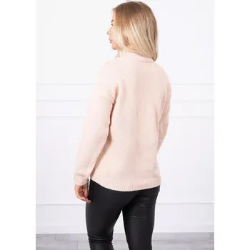 Dámský svetr Poloviční svetr s rolákem tmavě pudrově růžový UNI