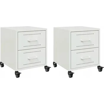 Noční stolek Ocelový noční stolek bílý 36x39x43,5 cm