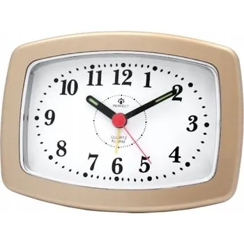 Budík Zlatý budík s ručičkami na baterie 12x9x4cm Perfect