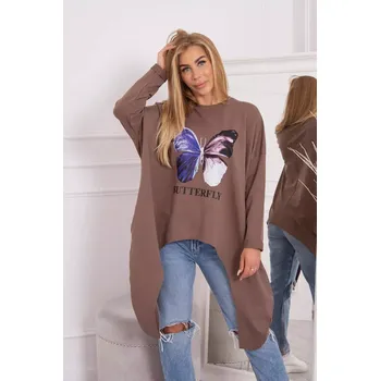 Dámská halenka Halenka s oversize potiskem mocca UNI