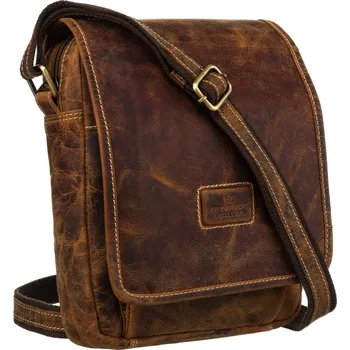 Kabelka Peterson kabelka přes rameno z pravé kůže hnědá