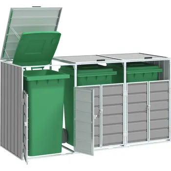 Zahradní úložný box Box na 2 popelnice zelený 144 x 81 x 113 cm ocel