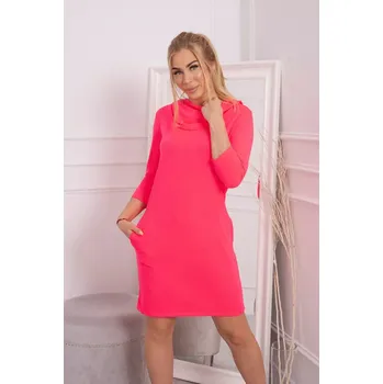 Dámské šaty Šaty s kapucí a kapsami růžové neonové UNI