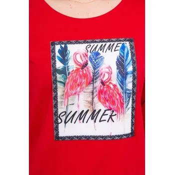 Halenka s 3D grafikou plameňáka červená UNI