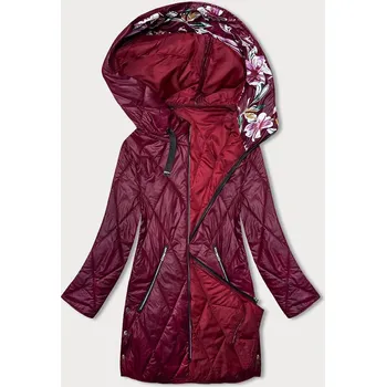 Dámská bunda ve vínové bordó barvě s ozdobnou kapucí (B8227-74) červená 52