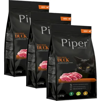 Krmivo pro kočku DOLINA NOTECI Piper Animals s kachnou pro kočky 3x3kg