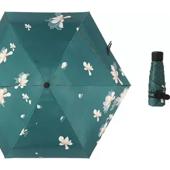 Deštník Skládací cestovní deštník Lekno Zelený