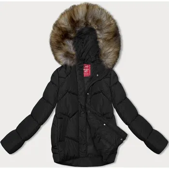 Dámská bunda Černá bunda pro přechodné období s kapucí (LHD-23002) odstíny černé XXL (44)