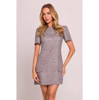 Dámské šaty M855 Mini šaty áčkového střihu - grafitové EU L